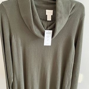 NWT Chico's Women's Tunic Top size 2 Olive Green Cowl neck army green